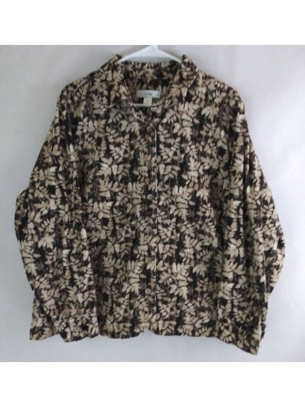CJ Banks Women's Coat Jacket With Fall Leaves Design Plus Size 1X